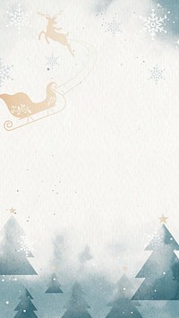 Sleigh with reindeer over winter landscape mobile phone wallpaper vector