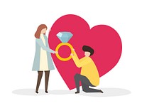 Illustration of a man proposing to a girl