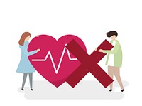 Illustration of people with an unhealthy heart