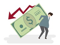 Illustration of a man in debt