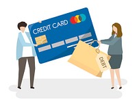 Illustration on people with a credit card