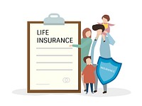 Illustartion of people with life insurance