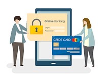 Couple securing their online banking