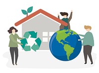 Illustration of people being sustainable