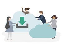 Illustration of people with cloud