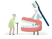 Grandparents with a dental kit
