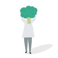 Illustration of woman with a broccoli