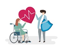 Illustration of people with medical care service