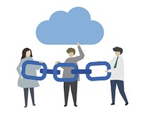 Blockchain and cloud storage illustration