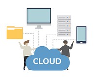 Data storage cloud computing concept illustration