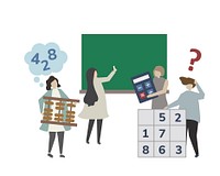 People in a mathematic class illustration