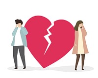 Couple with broken heart illustration