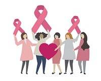 Woman with breast cancer awareness concept illustration
