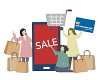Shopping and e-commerce concept illustration