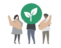 People holding environemental friendly concept illustration