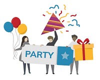 People celebrating in a party illustration