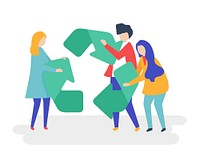 Character of people holding a recycle symbol illustration