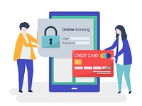 People characters and online banking security concept illustration