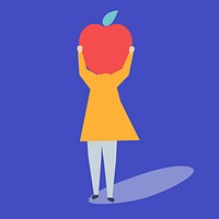 Character of a woman with an apple head illustration