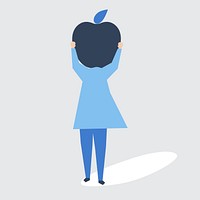 Character of a woman with an apple head illustration