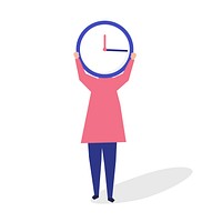 Character of a person with a clock as a head illustration