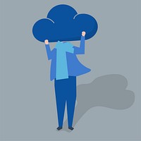Character of a person with a cloud as a head illustration