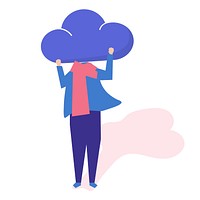 Character of a person with a cloud as a head illustration