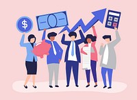 Business people holding financial growth concept illustration
