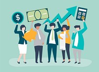 Business people holding financial growth concept illustration