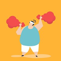 Man weightlifting a fried chicken drumstick illustration