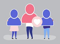 Character illustration of people with user account icons