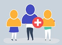 Character illustration of people with user account icons