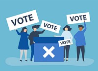 Character illustration of people with vote icons