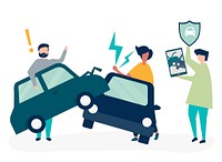 An insurance agent resolving a car accident