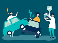 An insurance agent resolving a car accident