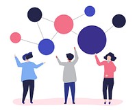 Character illustration of people with networking icon