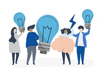 Character illustration of people with creative ideas icons