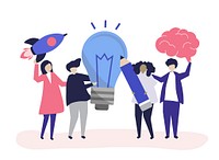 Character illustration of people with creative ideas icons