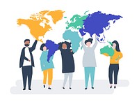 Character illustration of diverse people and the world