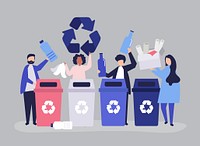 People sorting garbage for recycling