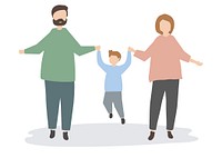 Happy family holding hands illustration