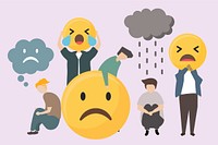 People with sad and angry emojis illustration