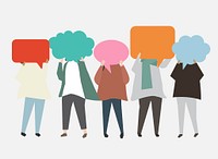 People with speech bubbles illustration