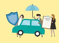 Illustration of people with car insurance illustration