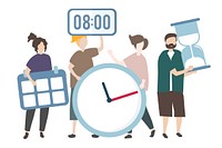 People holding time management concept illustration