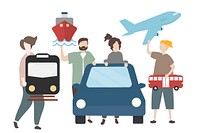 Traveling and public transport vehicle illustration
