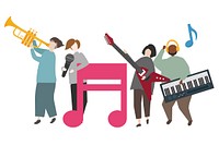 Musicians on stage playing music illustration