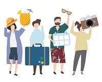 People traveling on holiday illustration