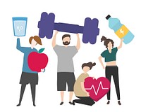 People with fitness concept illustration