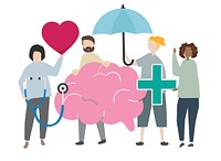 People with mental health concept illustration